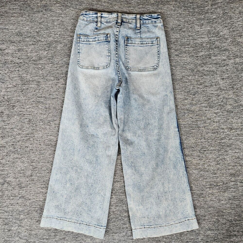 OAT New York Women's Wide Leg Jeans Light Wash Cropped Size 26 Actual 26x26 EUC - Picture 2 of 11
